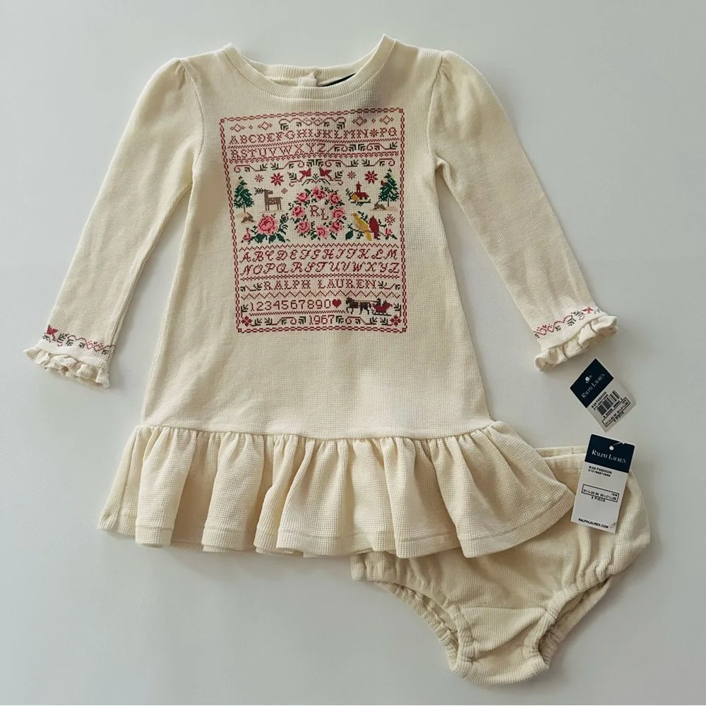 Ralph Lauren 18 Months Baby Girl Cream Dress NWT